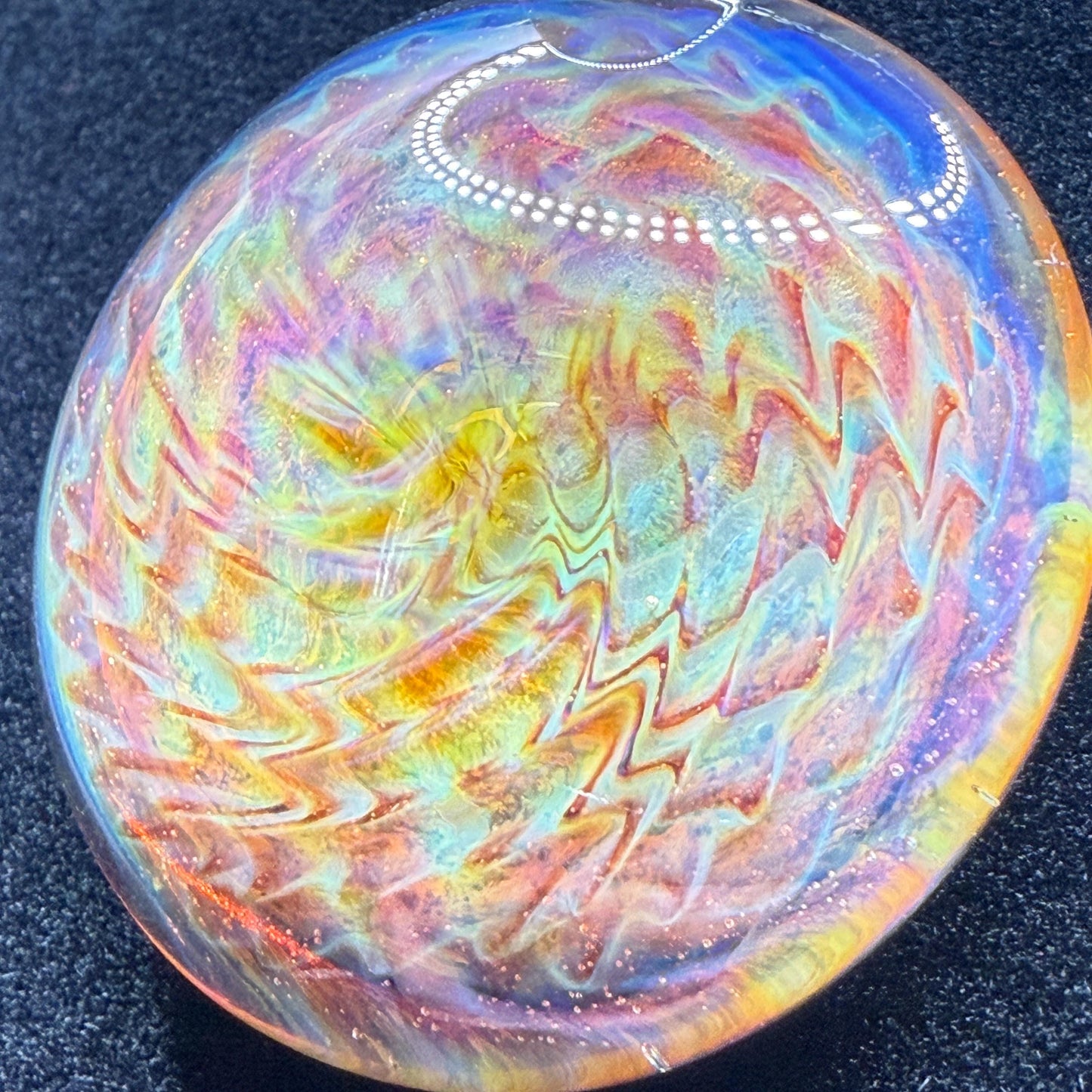 Blown Glass Pendant with Purple and Yellow Spiral and Electrum || Handmade Heady Glass Necklace