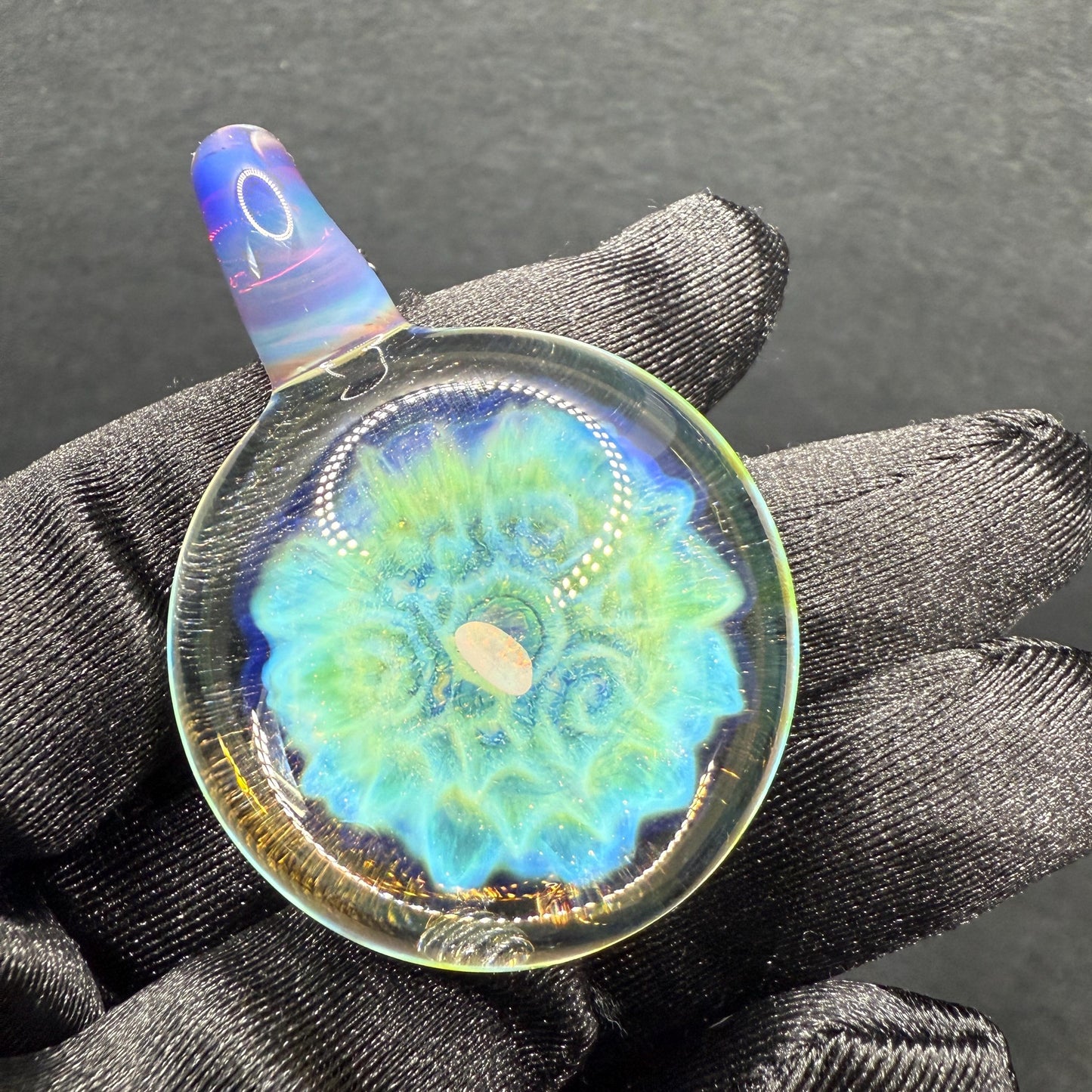 Borosilicate Glass Pendant Implosion Technique with Opal || Heady Glass Pendant || Hand Blown Glass Necklace