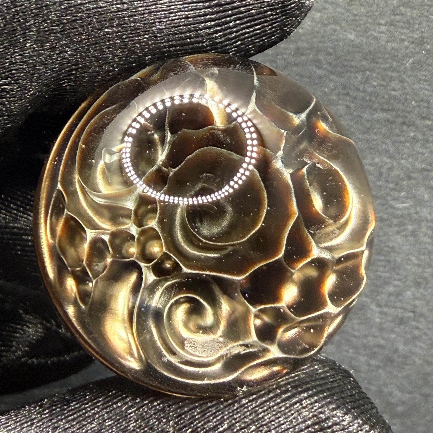 1.22 Inch Handcrafted Borosilicate Glass Marble - Silver Fume & Electrum Implosion - Heady Glass Art Marble - Includes Wooden Display Stand