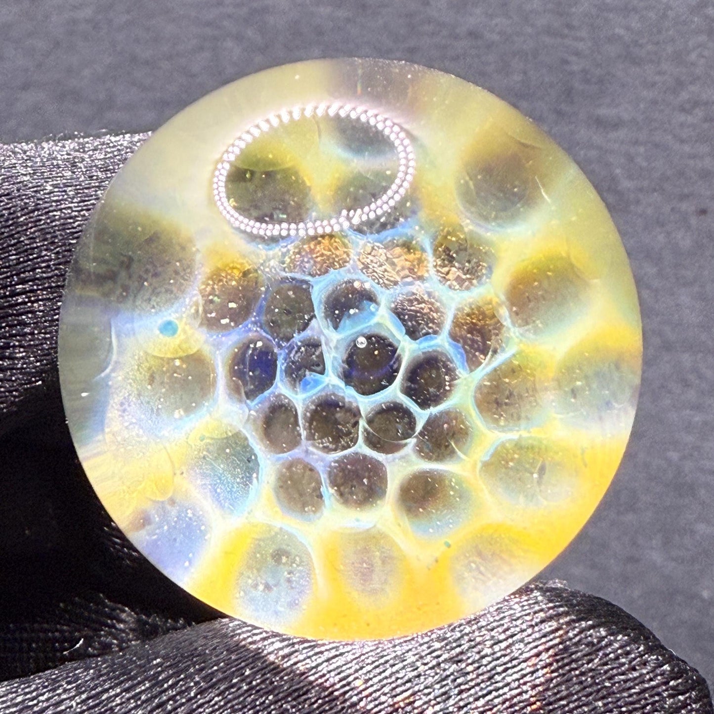 1.12 Inch Silver Fume Honeycomb Glass Marble || Handmade using Borosilicate Glass and Silver