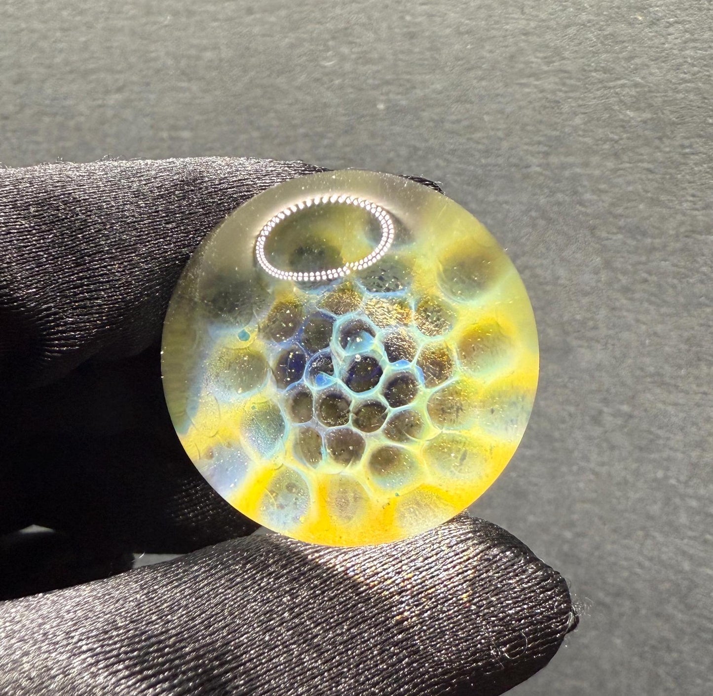 1.12 Inch Silver Fume Honeycomb Glass Marble || Handmade using Borosilicate Glass and Silver