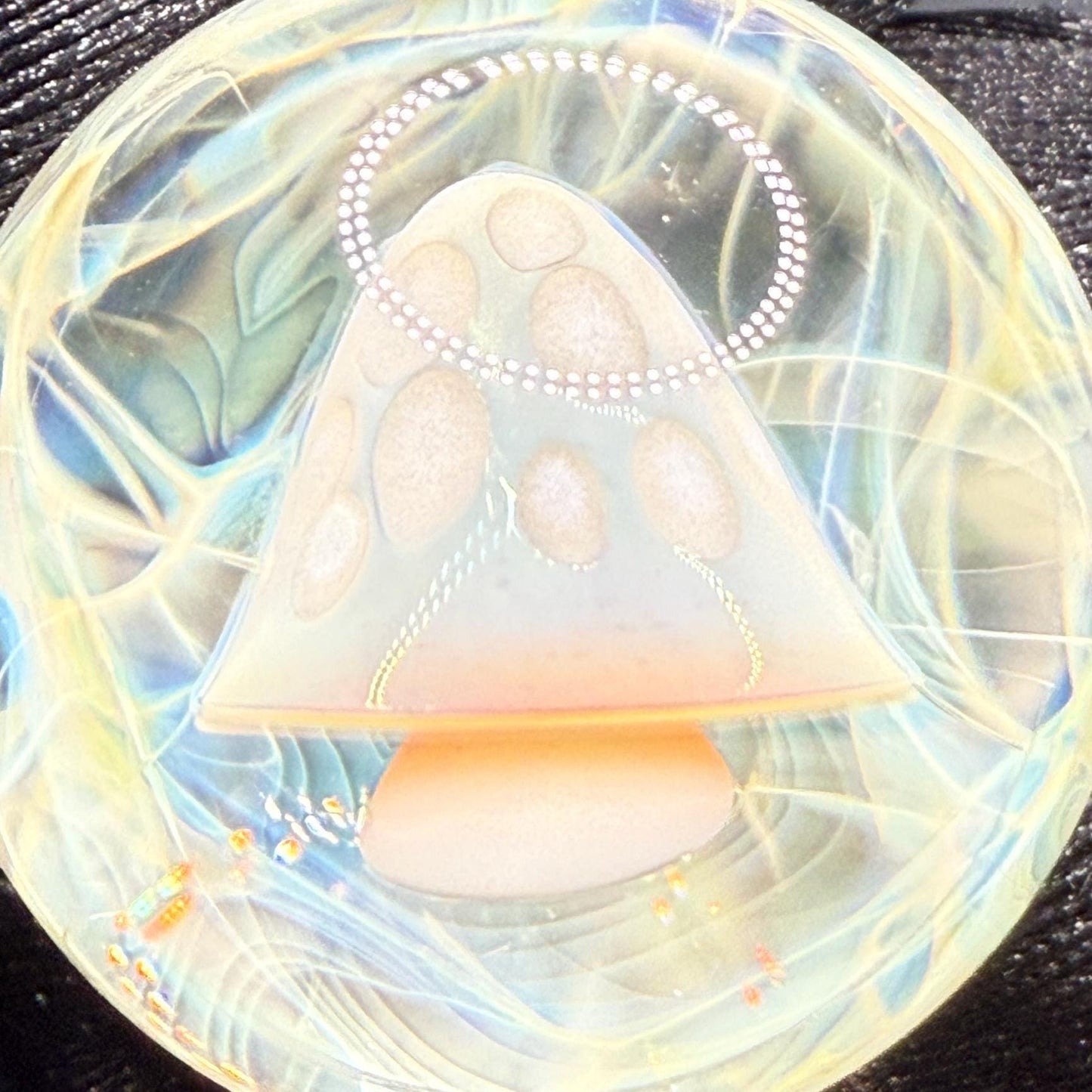 Handmade Glass Marble with Blue Mushroom and Silver Chaos Fume 1.15 Inch || Heady Glass Marble for Collectors and Mushroom Lovers