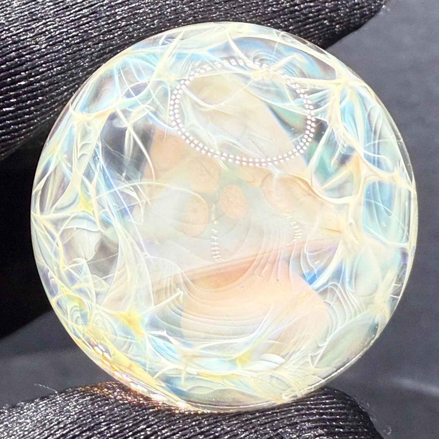 Handmade Glass Marble with Blue Mushroom and Silver Chaos Fume 1.15 Inch || Heady Glass Marble for Collectors and Mushroom Lovers