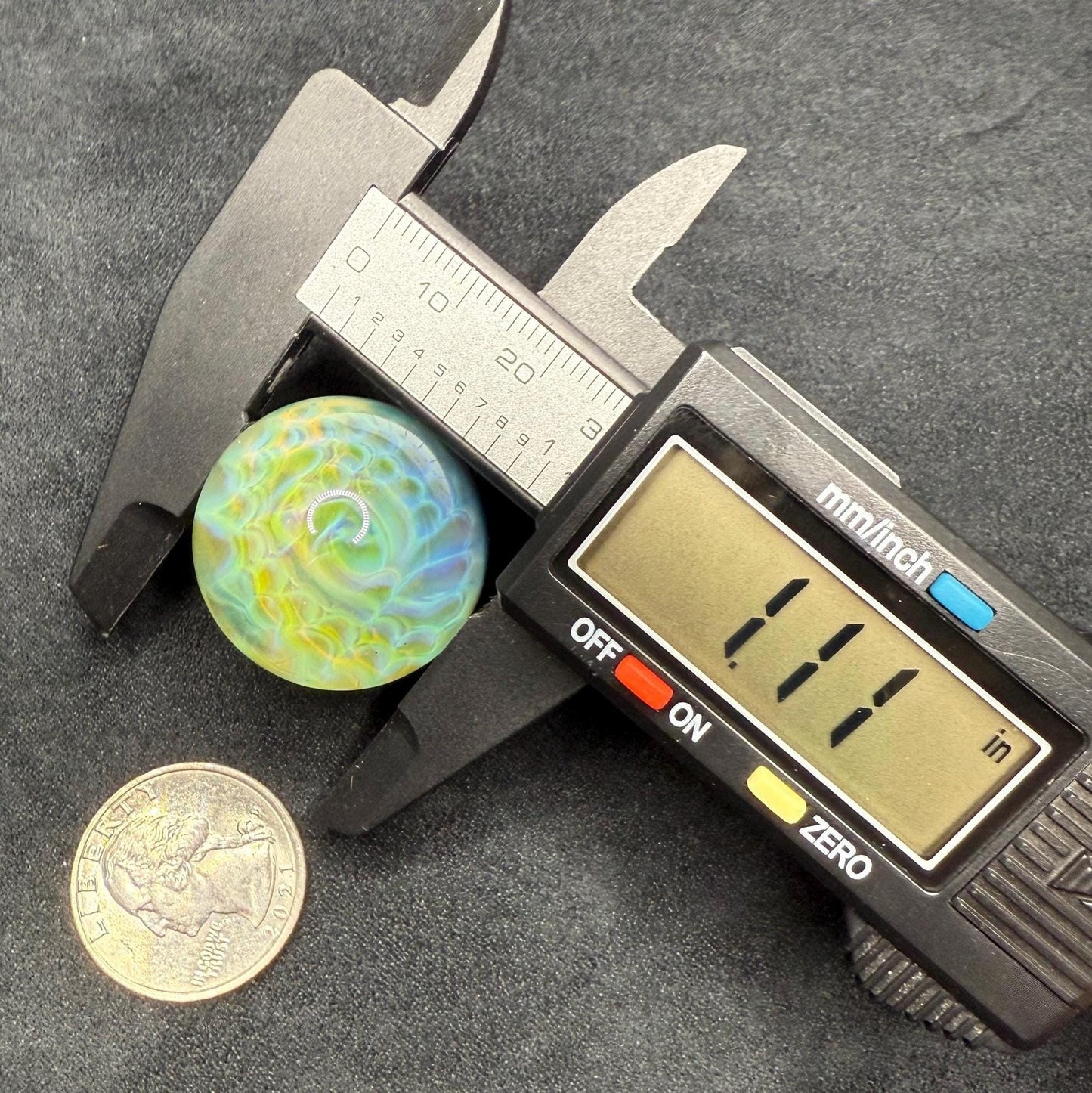 1.11 Inch Handmade Glass Marble with Silver Fume Abstract Pattern - Includes Wooden Display Stand - Heady Glass Art Marble for Collectors