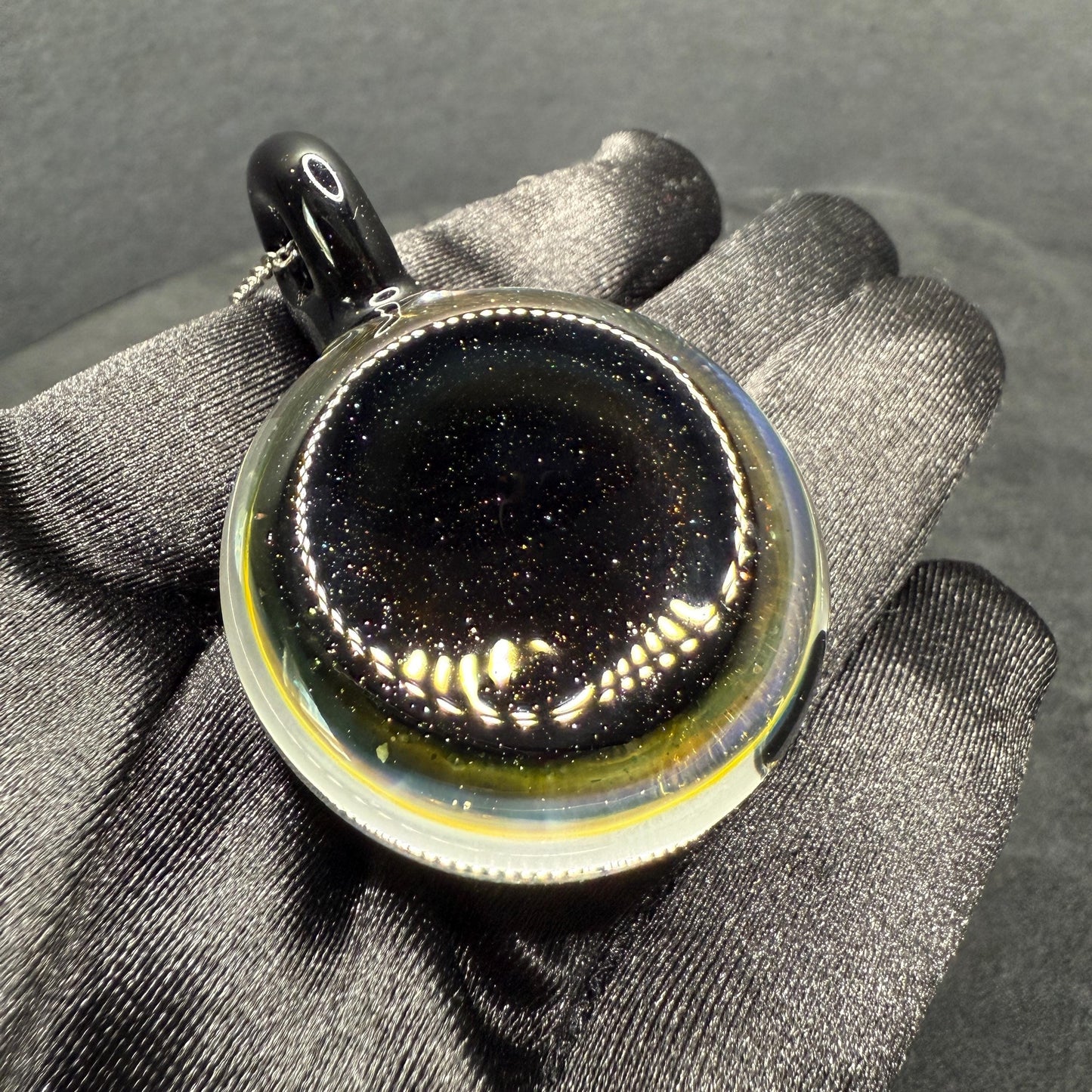Borosilicate Glass Pendant Implosion Technique with Crushed Opal || Heady Glass Pendant || Hand Blown Glass Necklace