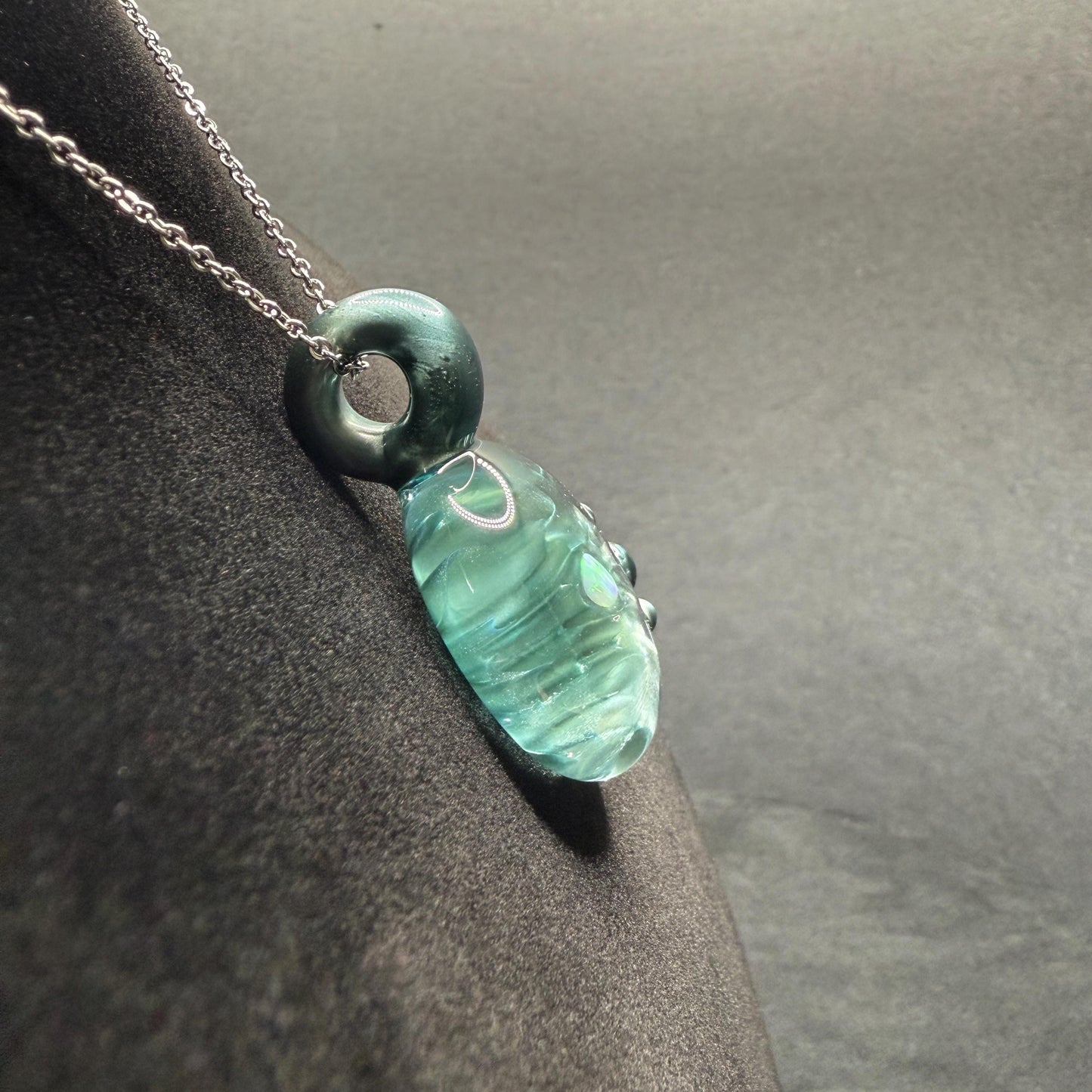 Borosilicate Glass Pendant Implosion Technique with Opal || Heady Glass Pendant || Hand Blown Glass Necklace