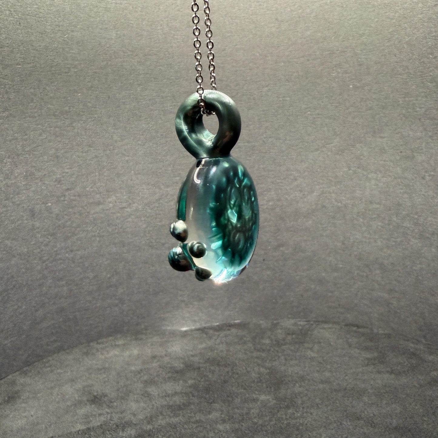 Borosilicate Glass Pendant Implosion Technique with Opal || Heady Glass Pendant || Hand Blown Glass Necklace