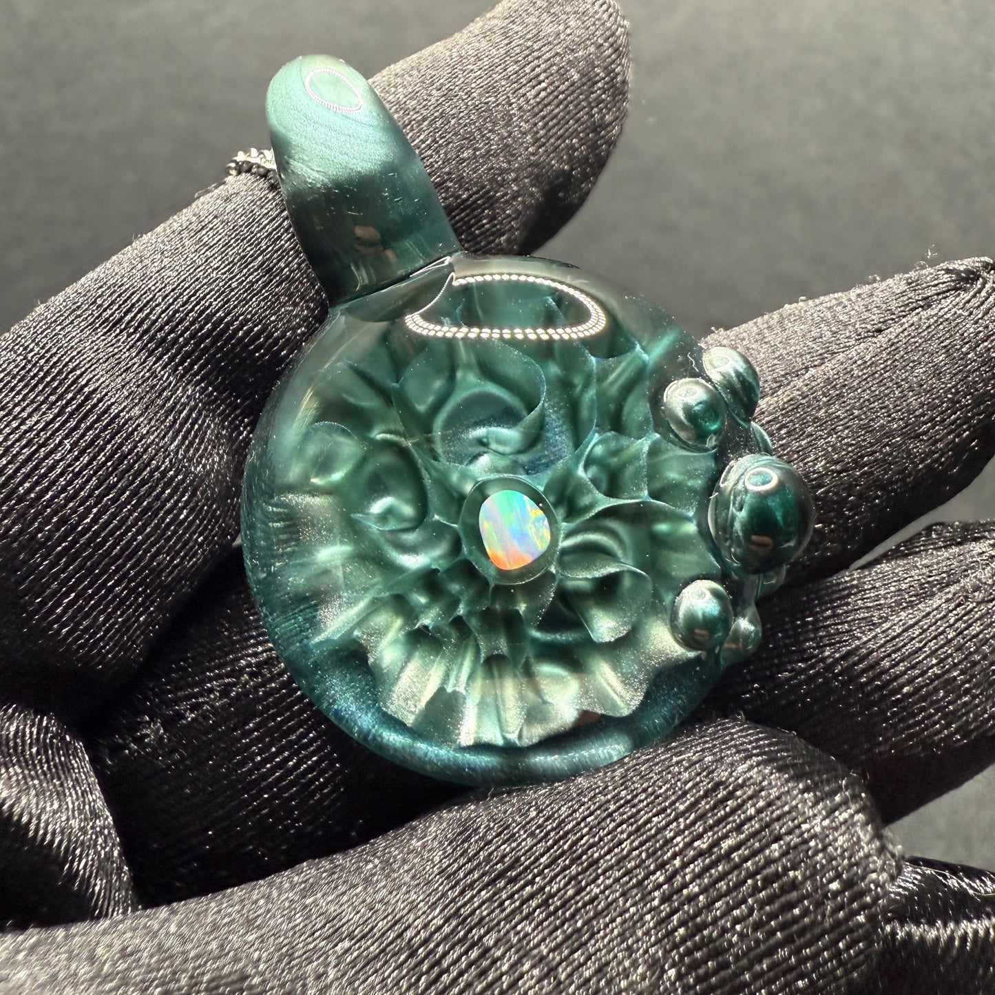 Borosilicate Glass Pendant Implosion Technique with Opal || Heady Glass Pendant || Hand Blown Glass Necklace