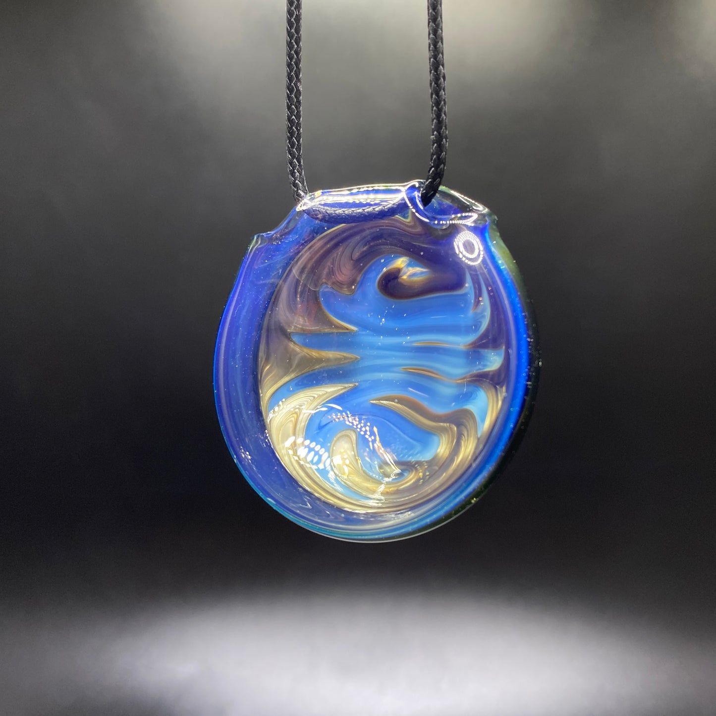 Electrum and Lucy Over Ghost Borosilicate Glass UV Reactive Wigwag Pendant