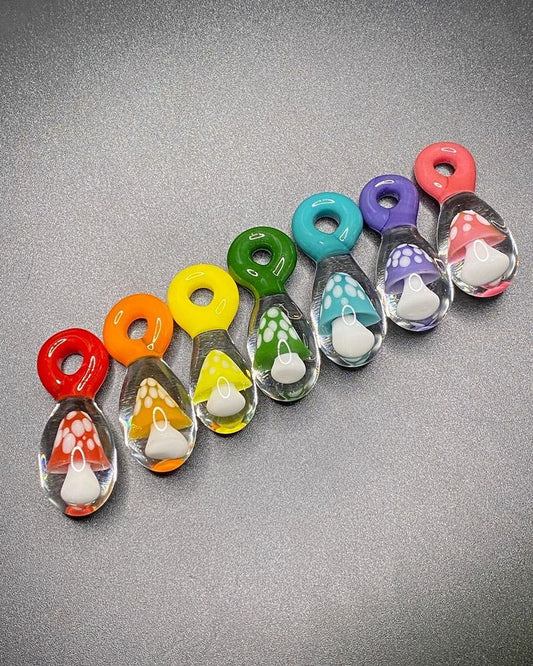 Handmade Glass Mushroom Pendant in Every Color of the Rainbow