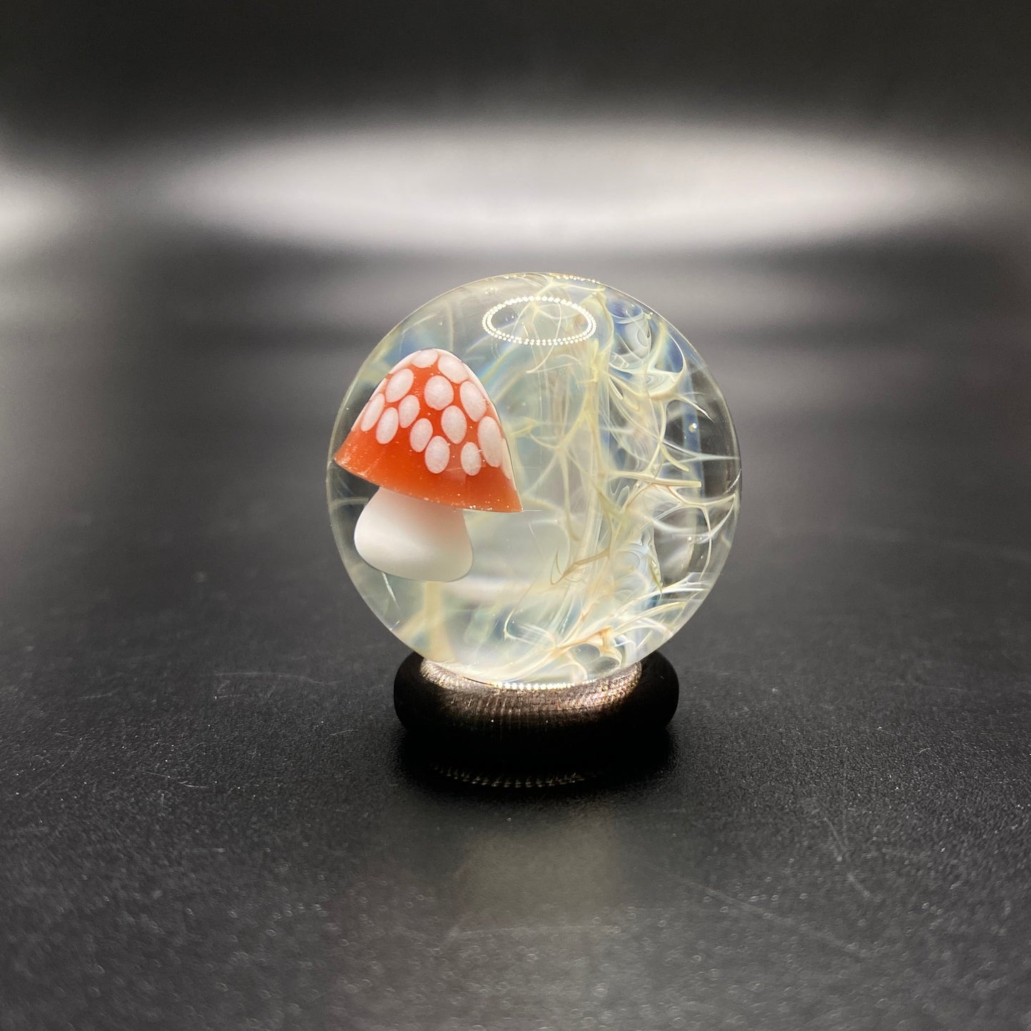 Mushroom Marble Borosilicate Glass with Silver Chaos Fume 1.13 Inch || Handmade Glass Art Marble || Mushroom Decor || Heady Glass Marbles