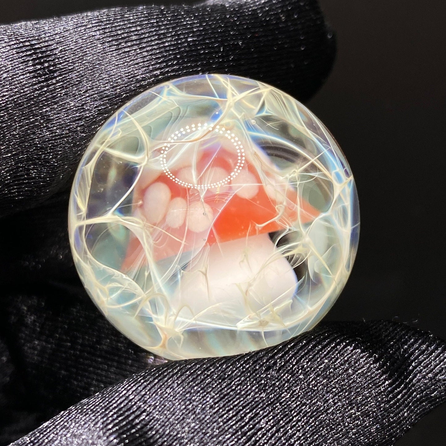 Mushroom Marble Borosilicate Glass with Silver Chaos Fume 1.13 Inch || Handmade Glass Art Marble || Mushroom Decor || Heady Glass Marbles