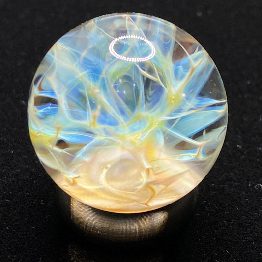 1.00 Inch Handmade Glass Marble || Silver Chaos Fume Technique with Electrum Backing
