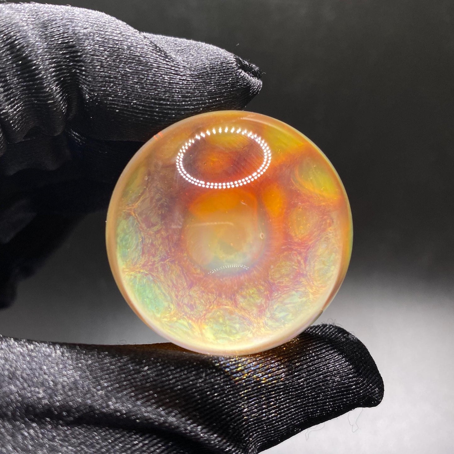 Handmade Glass Mushroom Marble - 1.43 Inches - Heady Glass for Collectors - Includes Free Wood Display
