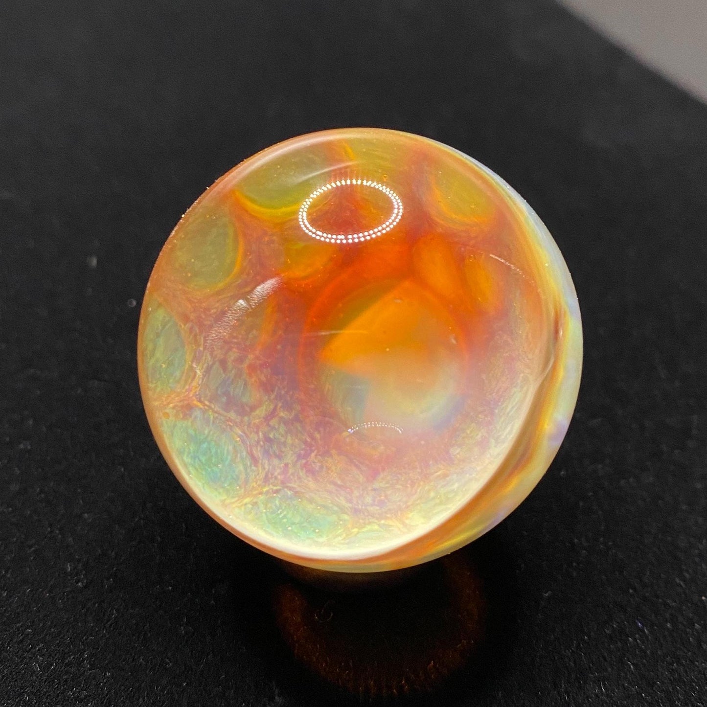 Handmade Glass Mushroom Marble - 1.43 Inches - Heady Glass for Collectors - Includes Free Wood Display