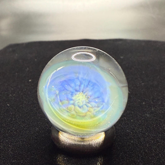 1.01 Inch Silver Fume Implosion Glass Marble || Handmade using Borosilicate Glass and Silver