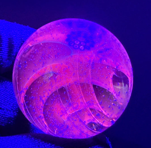 Handmade Glass Marble Blue UV Reactive 1.29 Inches