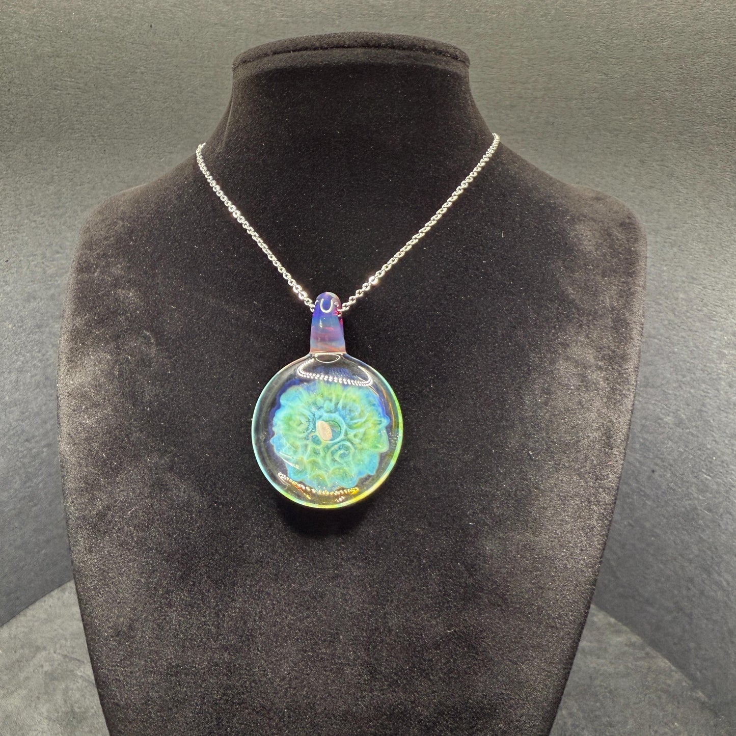 Borosilicate Glass Pendant Implosion Technique with Opal || Heady Glass Pendant || Hand Blown Glass Necklace