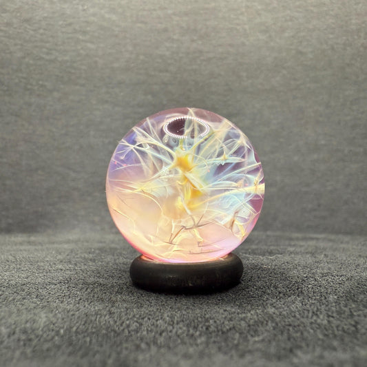 Handmade Glass Marble with Silver Fume Chaos 1.07 Inches || Heady Marble Art Glass