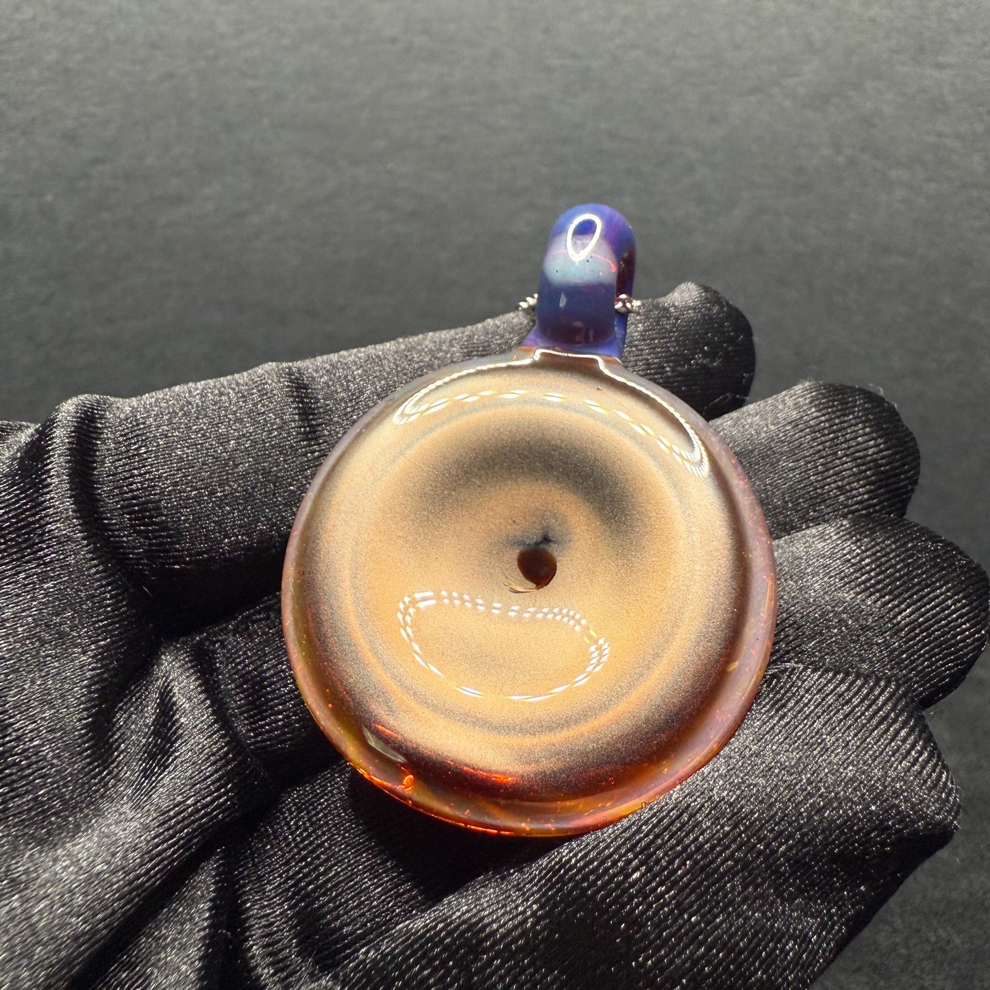 Large Glass Pendant Implosion Technique with Opal || Heady Glass Pendant || Durable, Hand Blown Glass Necklace on Stainless Steel Chain