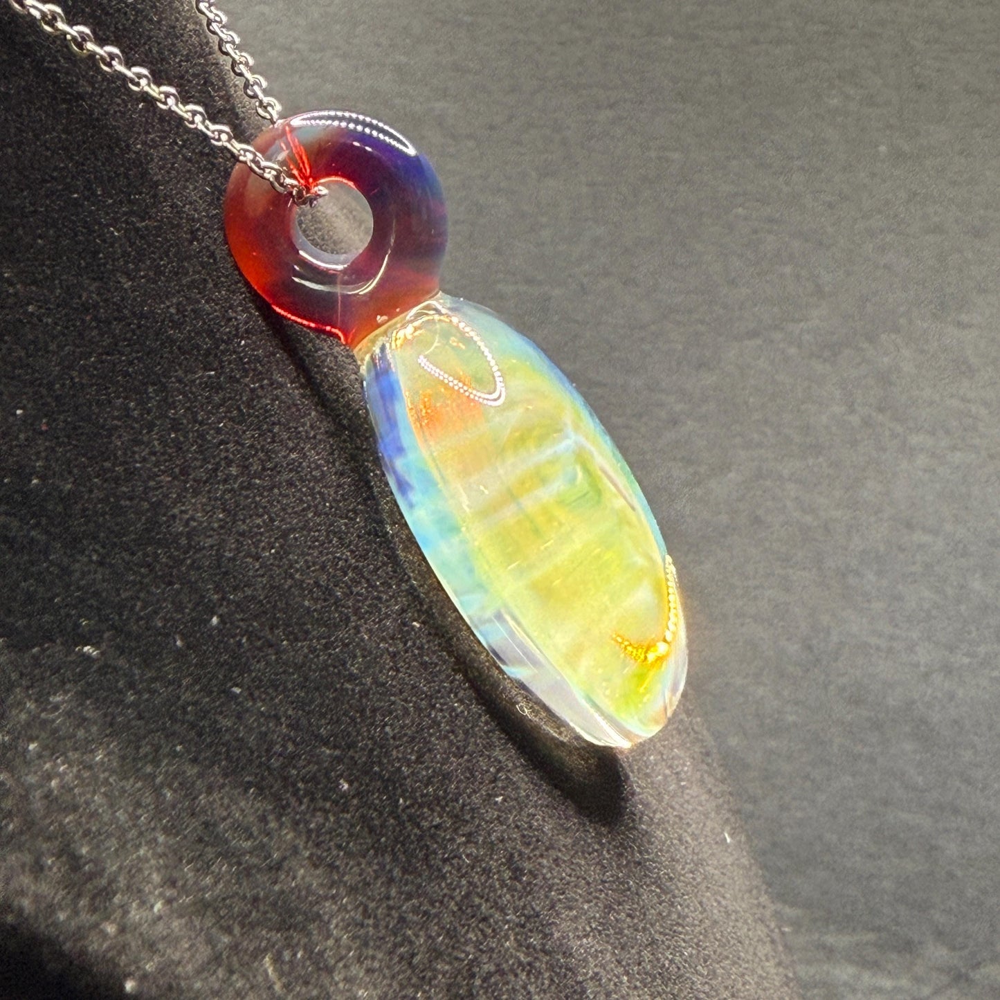 Borosilicate Glass Pendant Implosion Technique with Opal || Heady Glass Pendant || Hand Blown Glass Necklace