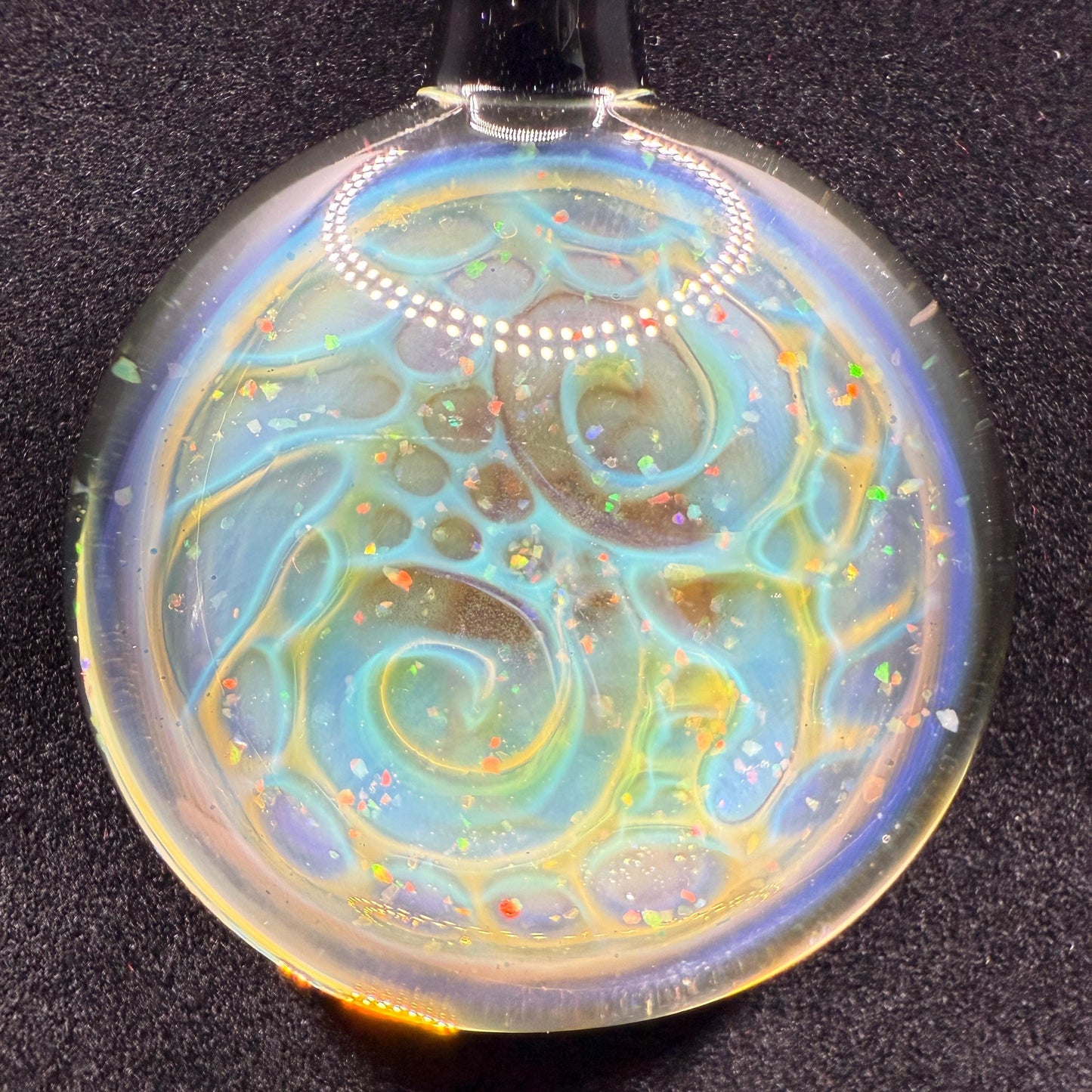 Borosilicate Glass Pendant Implosion Technique with Crushed Opal || Heady Glass Pendant || Hand Blown Glass Necklace