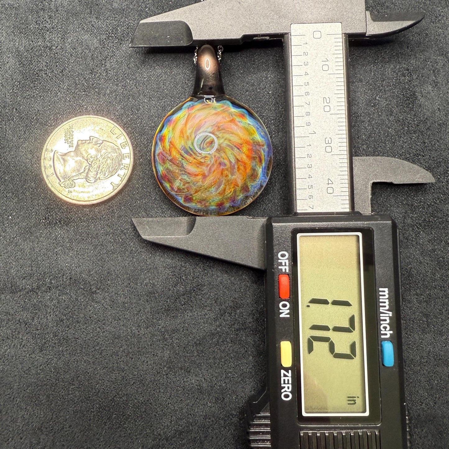 Blown Glass Pendant with Purple and Yellow Spiral and Electrum || Handmade Heady Glass Necklace